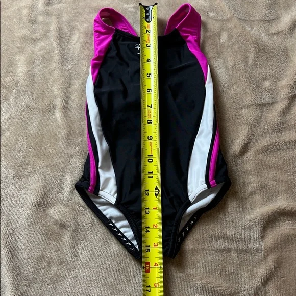 SPEEDO NWOT Pink and Black Racerback Full Coverage One Piece Swimsuit - Size 4 - Picture 9 of 11